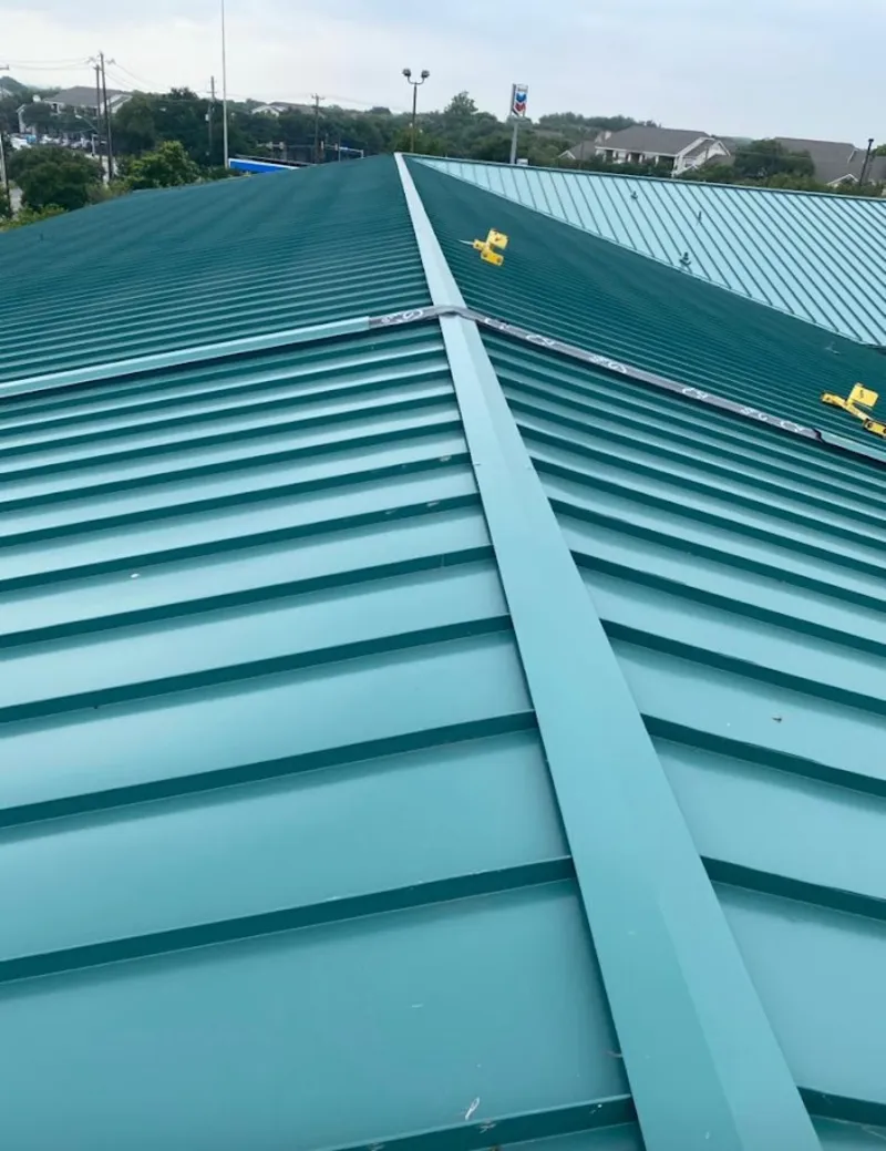 Green commercial metal roof ridge and valley for Metal Roof Repair in Catasauqua